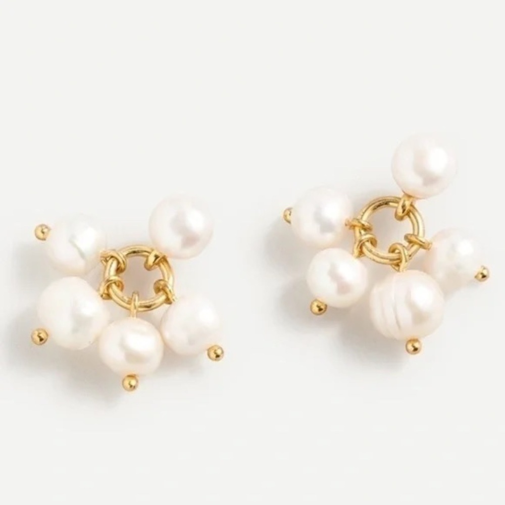 NWT J. Crew Tri-Drop Freshwater Pearl Earrings - Picture 1 of 3